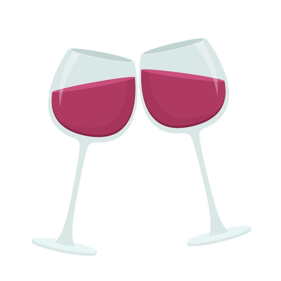 Ilustración de diseño de vector de copas de vino aislado sobre fondo blanco