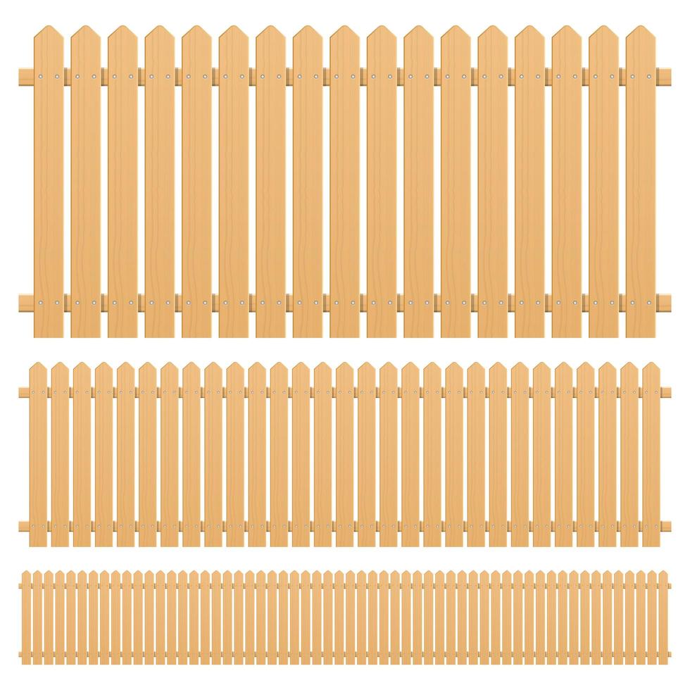 Wooden fence set vector