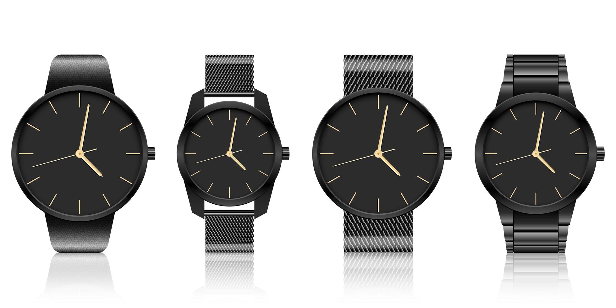 Realistic watch set vector design illustration isolated on white background