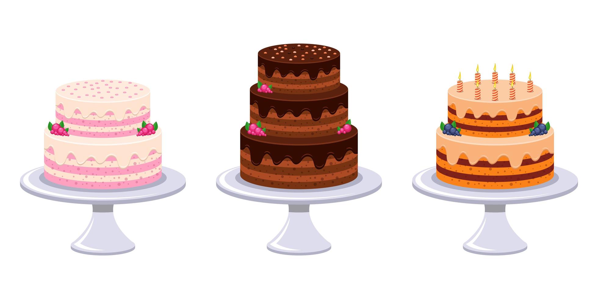 Birthday cake set vector