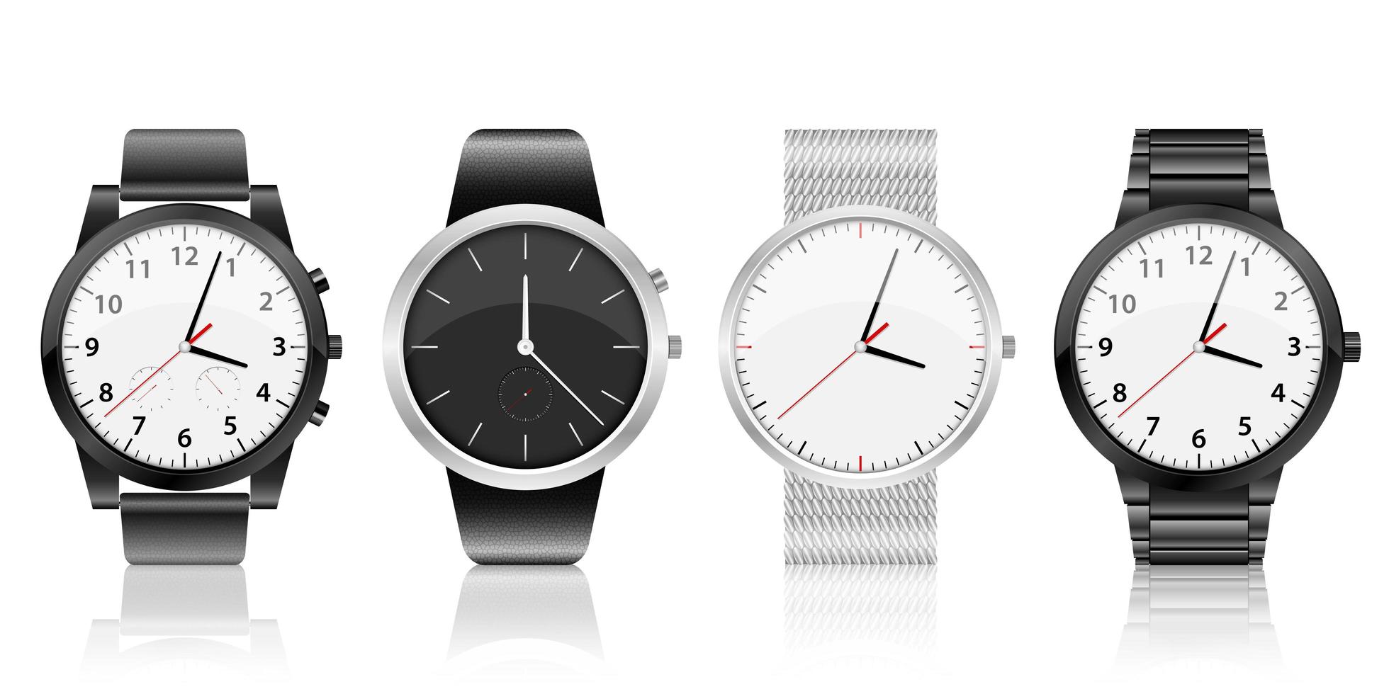 Realistic watch set vector design illustration isolated on white background