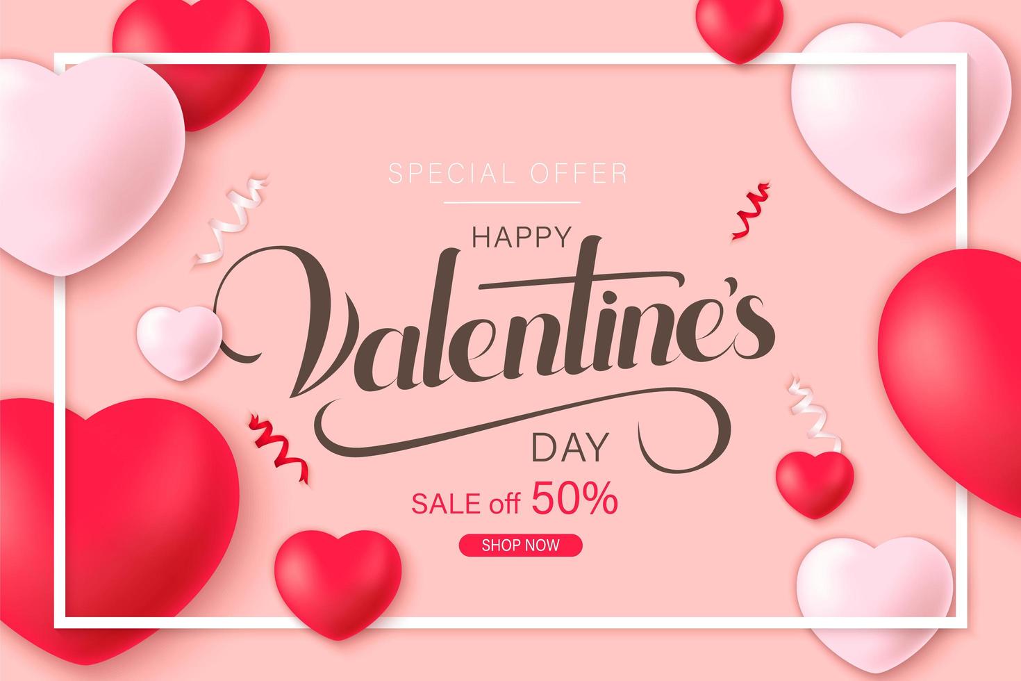 cartel de venta de feliz día de san valentín con corazones de decoración y confeti vector