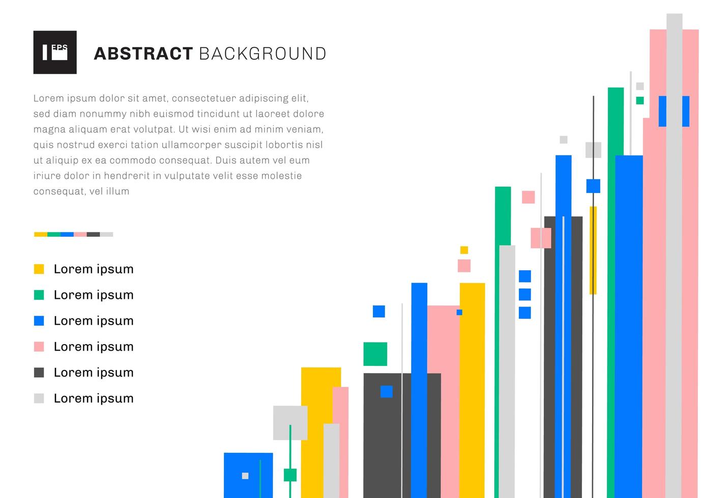 Abstract template design colorful geometric overlap layer vertical lines on white background with space for your text. vector