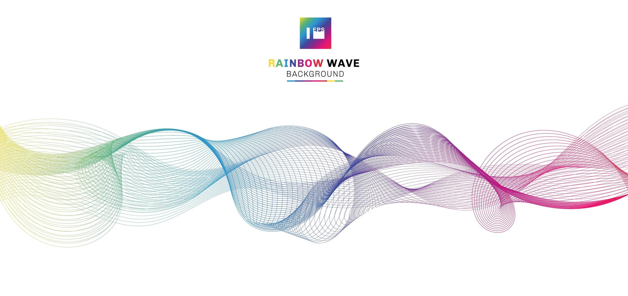 Abstract rainbow wave lines flowing on white background. vector