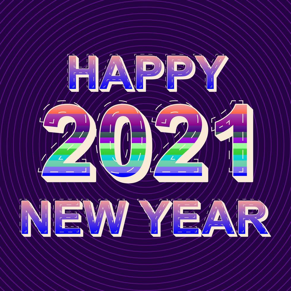 Happy 2021 new year celebration multicolored banner design vector