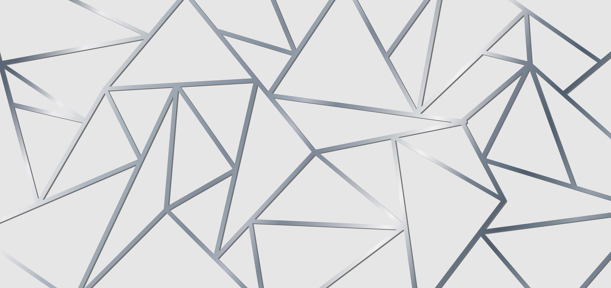 Abstract silver metallic join lines on white background. Geometric triangle gradient shape pattern. Luxury style. vector