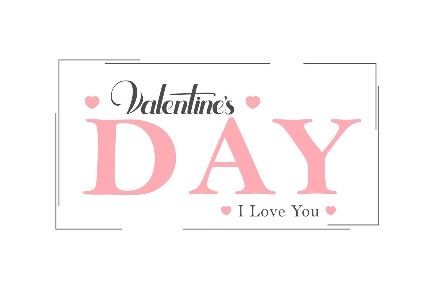 Vector Happy Valentines Day Vintage Card With Lettering