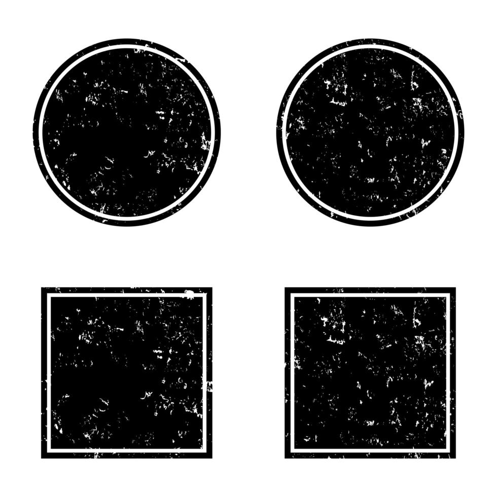 Grunge black round and square frames, distress banners vector