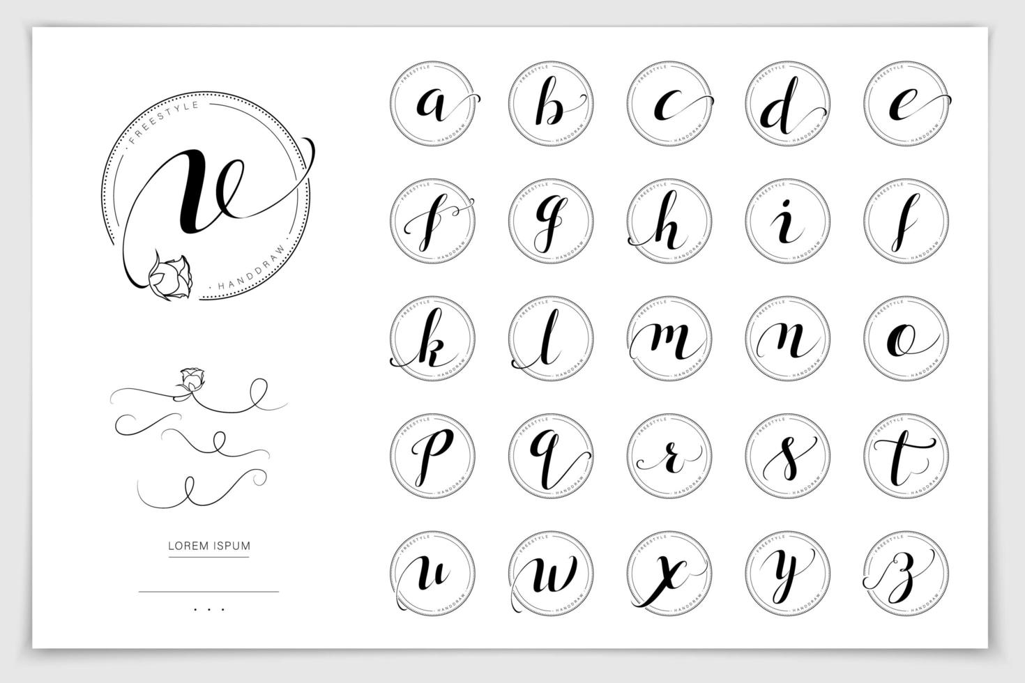 Hand drawn alphabet written with brush pen. vector