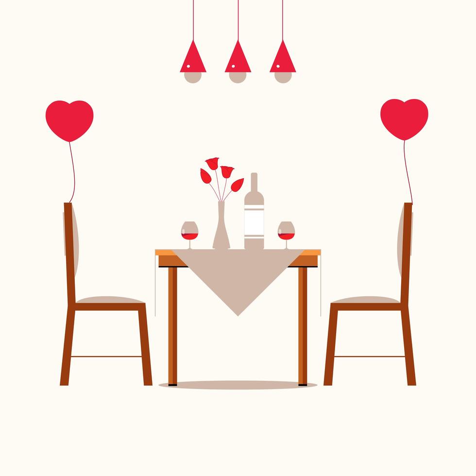 Romantic dinner for a couple of lovers vector