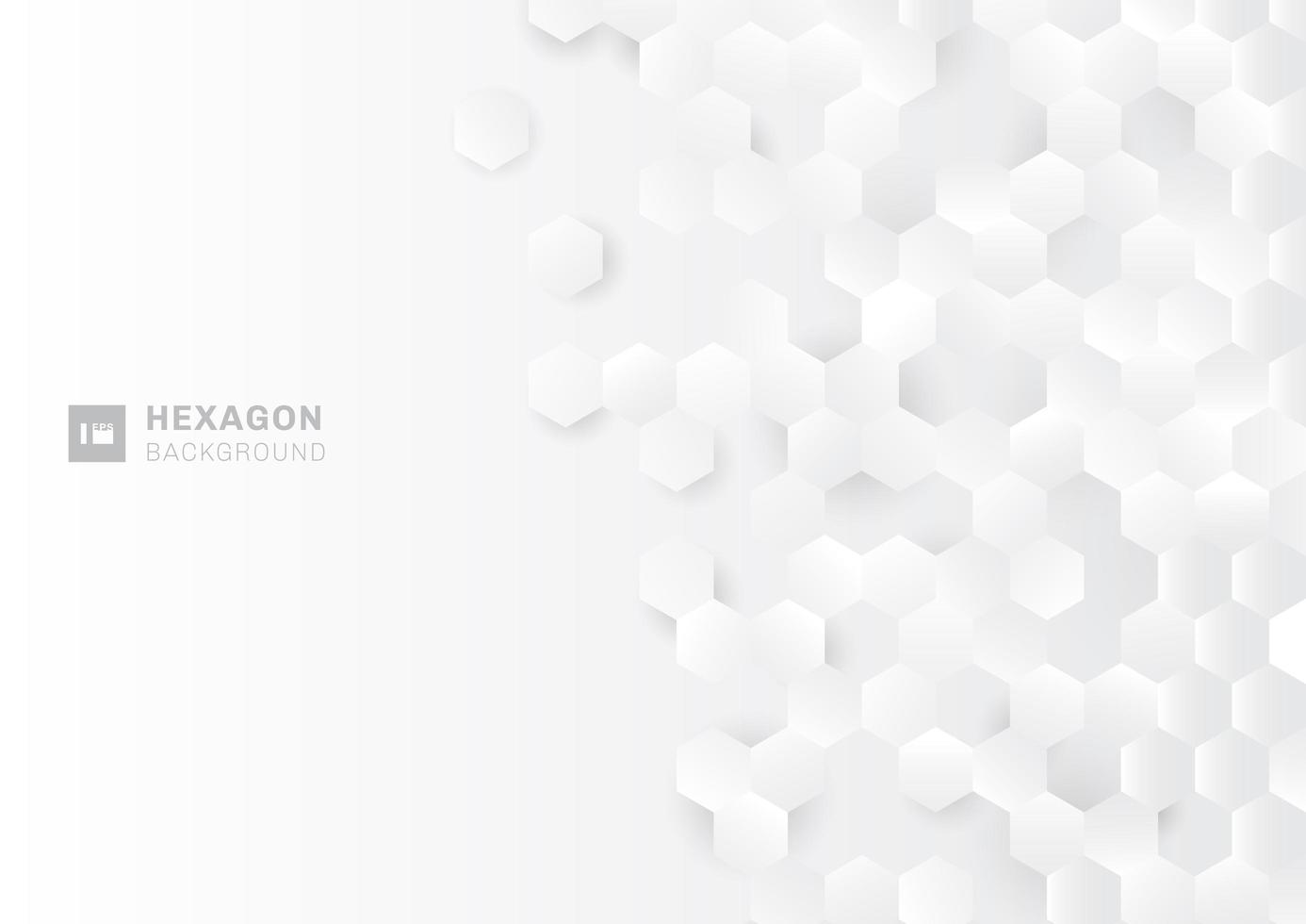 Abstract paper style hexagon pattern on white Background with light and shadow. vector