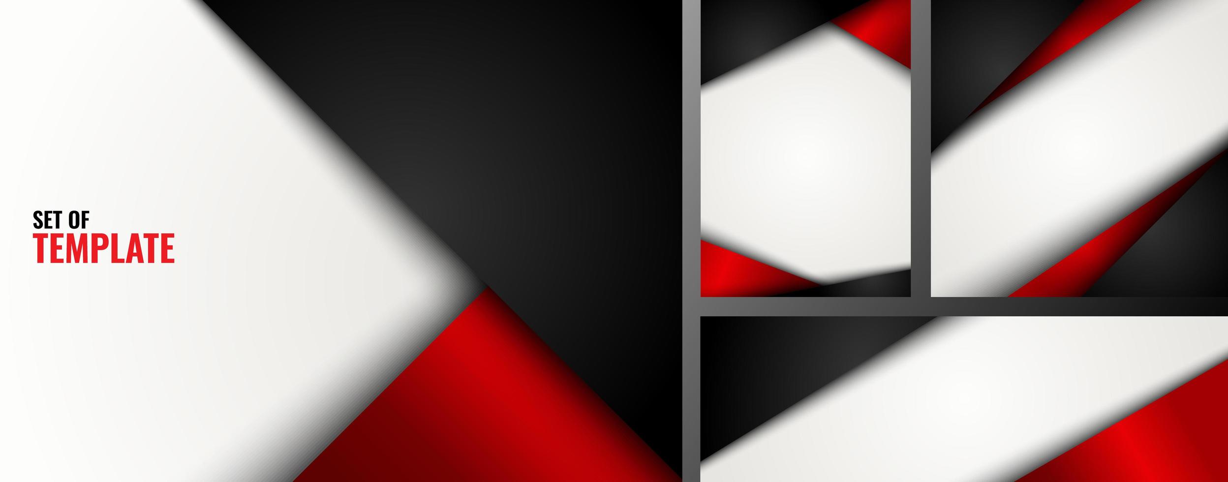 Set of template red and black triangle on white background vector