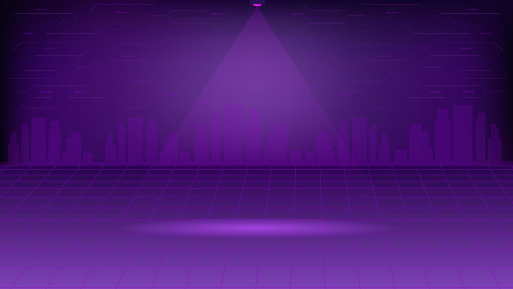 Futuristic cyber punk background with synthwave and light vector