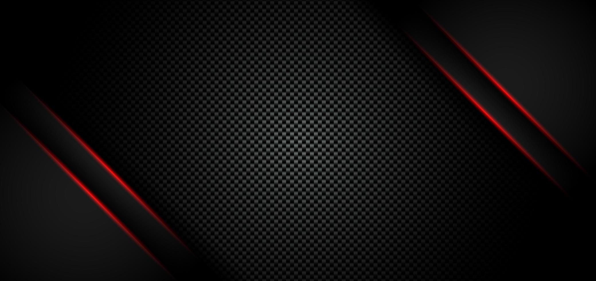 Abstract metallic red shiny color black frame layout modern tech design template on carbon fiber material background and texture vector