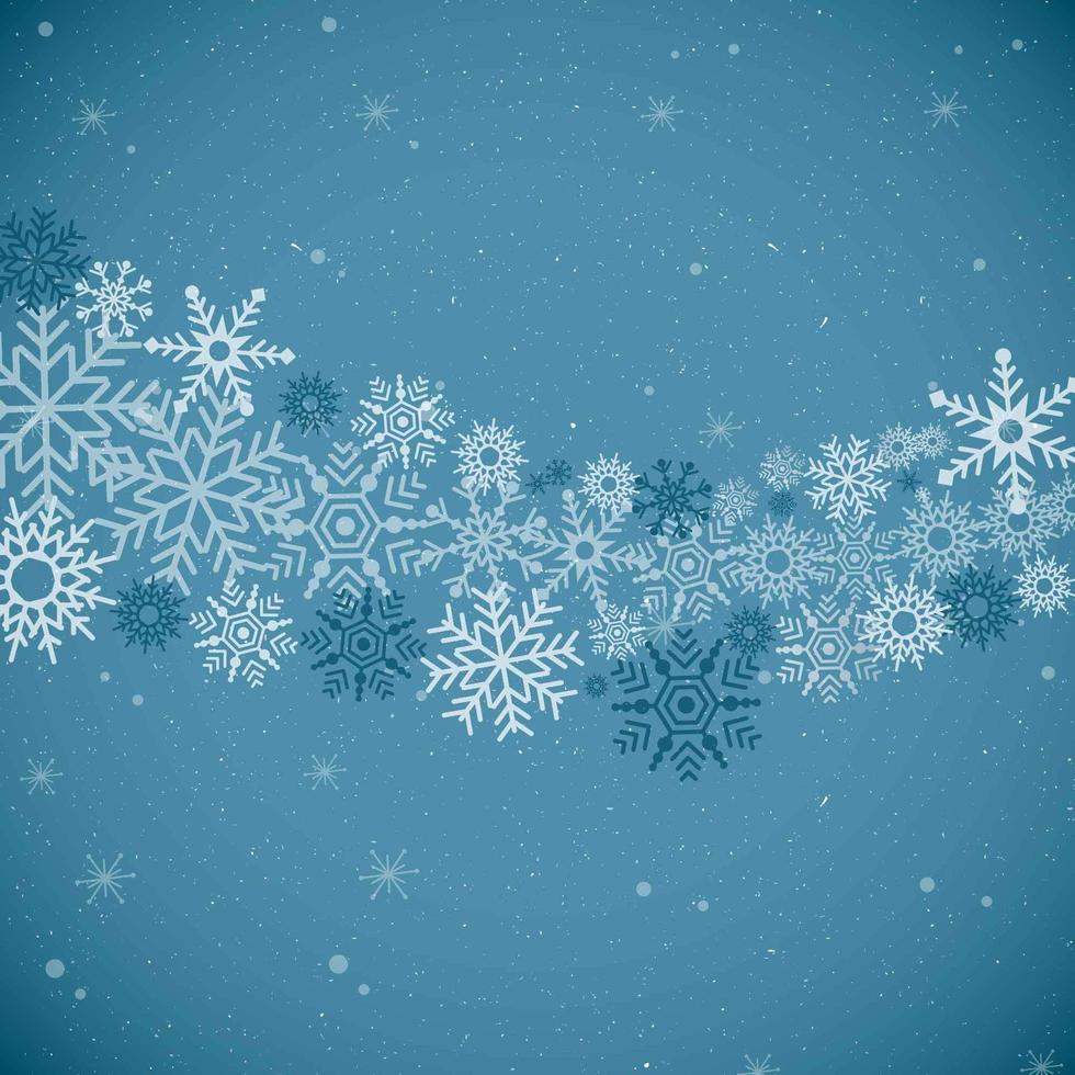 fondo azul y patrón de copo de nieve vector