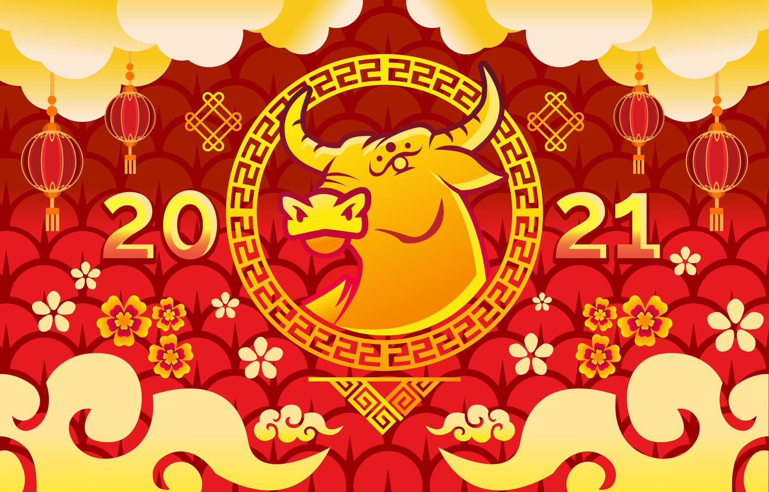 Golden Ox 2021 Chinese New Year vector