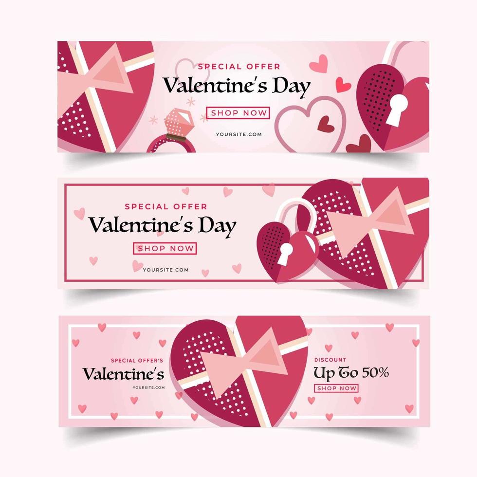 Pink and Purple Valentine Day Marketing Banner vector