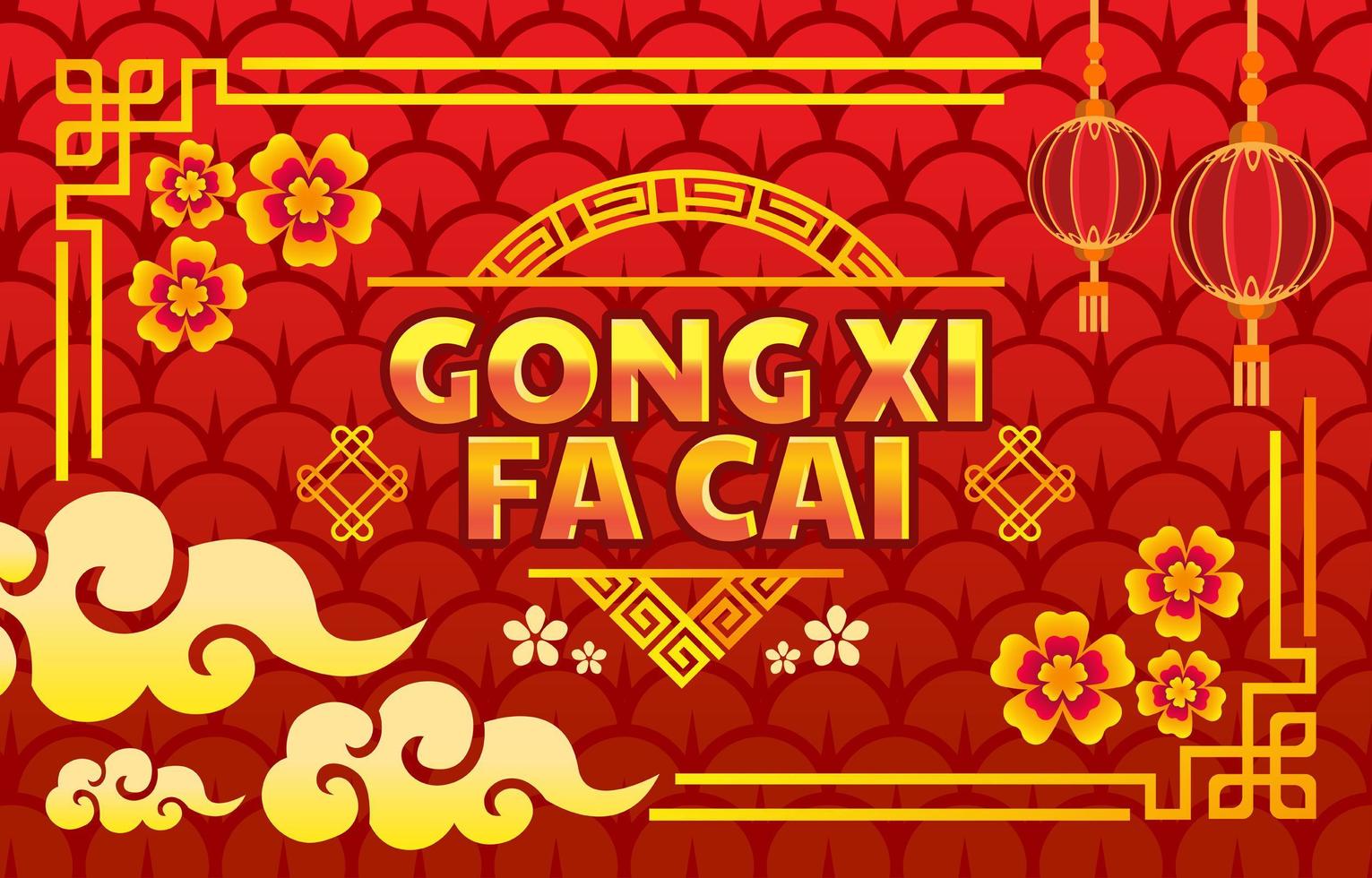 Gong Xi Fa Cai in Lunar Red Luxury vector