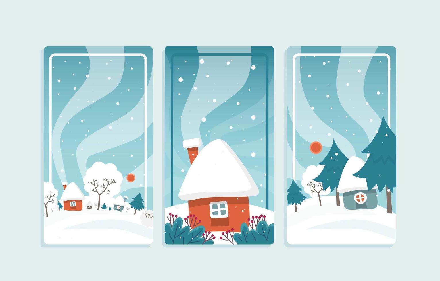 Blue Winter Wonderland Banner Set vector