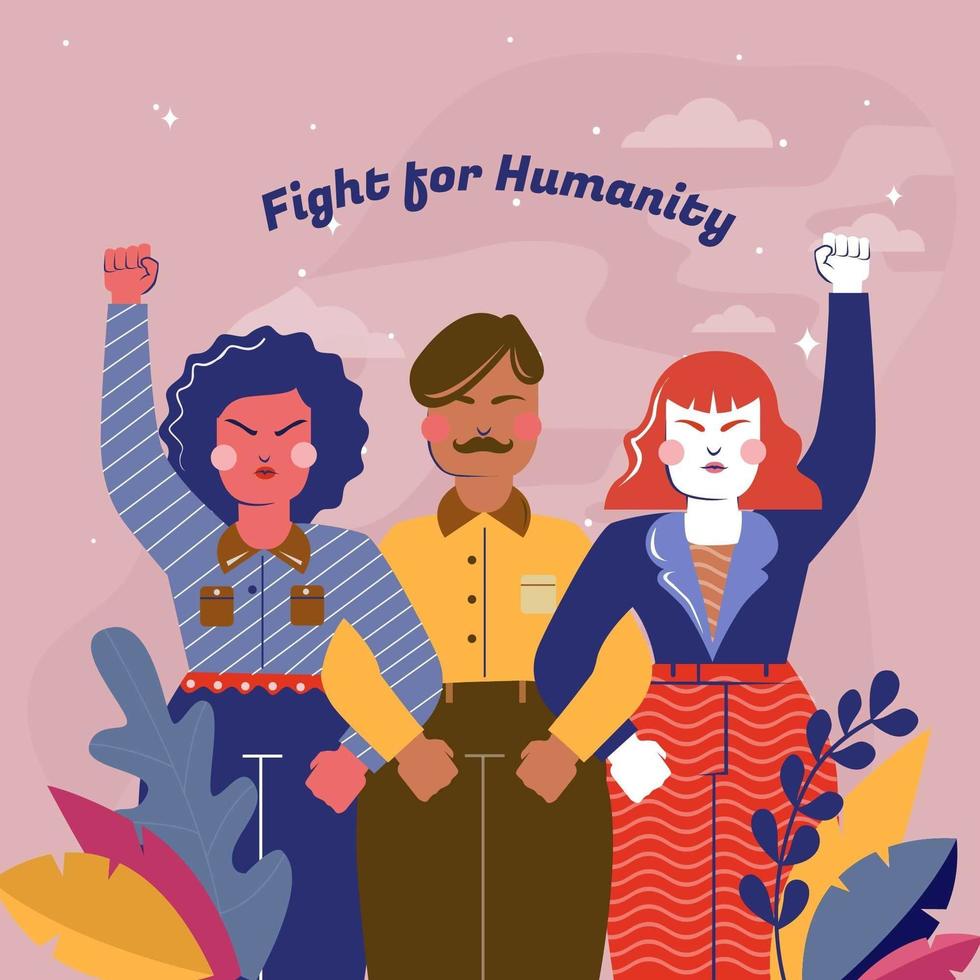 Diverse People Fight For Humanity vector