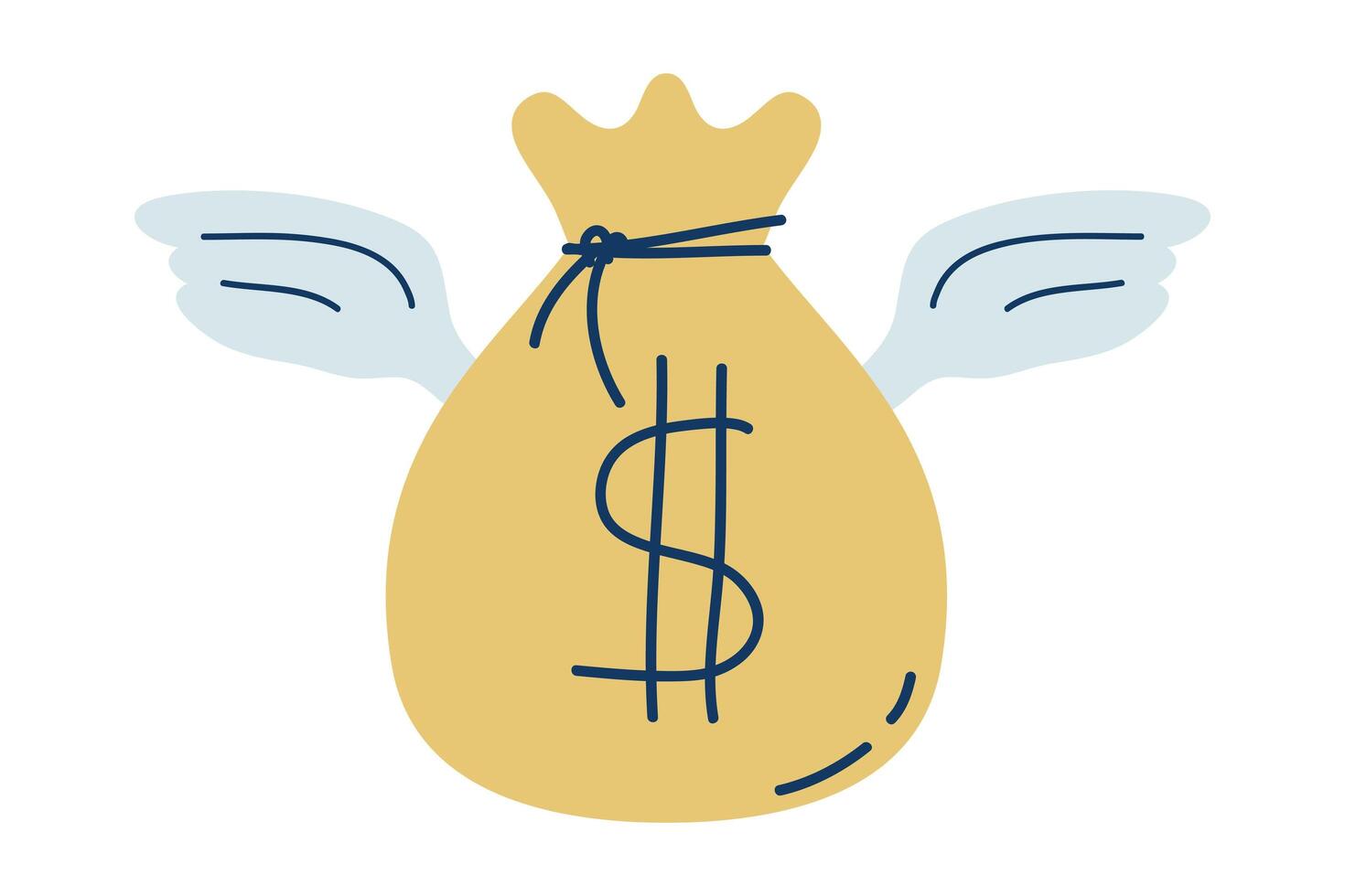 money dollar bag with wings flying vector