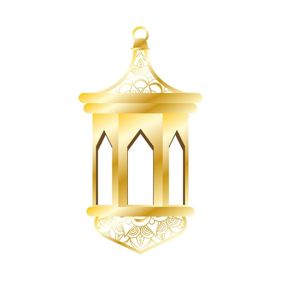 golden lamp ramadan kareem decoration vector