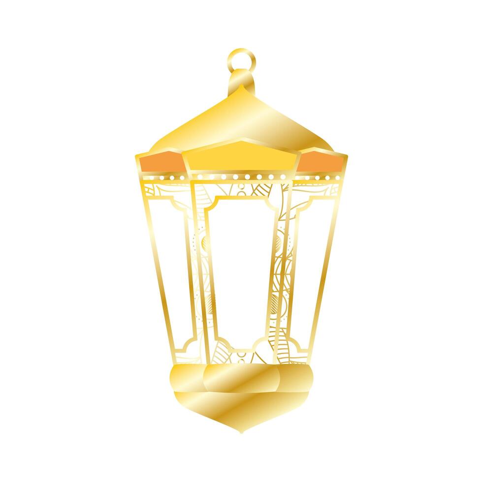 golden lamp ramadan kareem decoration vector