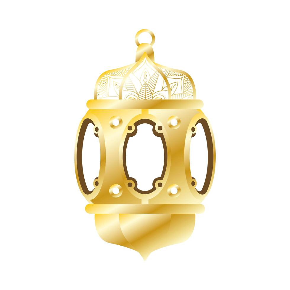 lámpara dorada ramadan kareem decoración vector