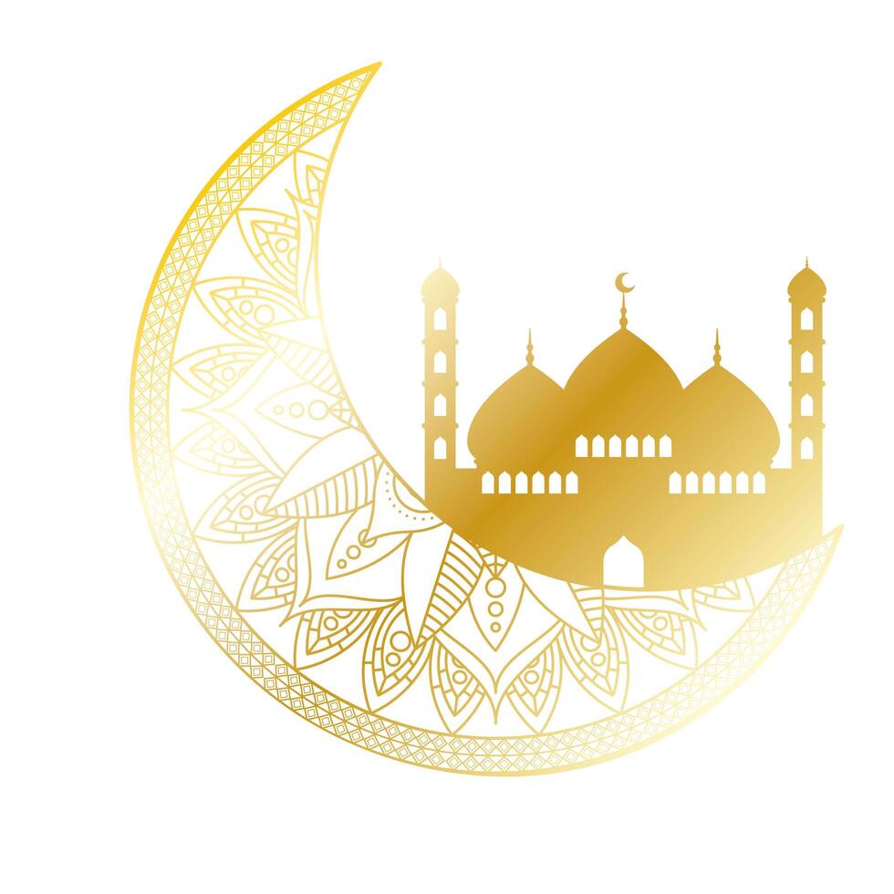 Golden Moon With Taj Mahal Ramadan Kareem vector