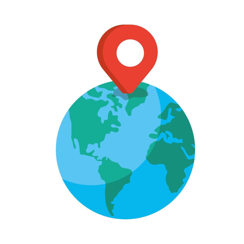 world planet earth with pin location vector