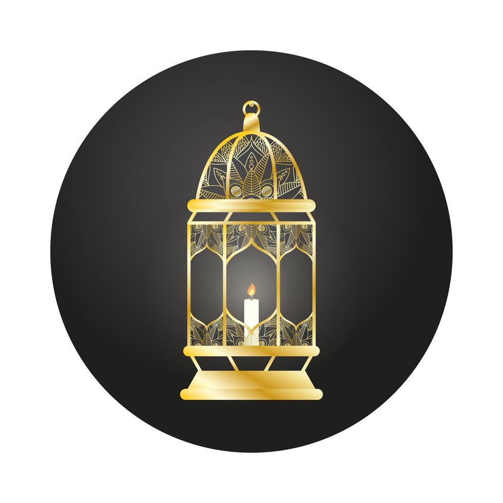 golden lamp Ramadan Kareem decoration vector