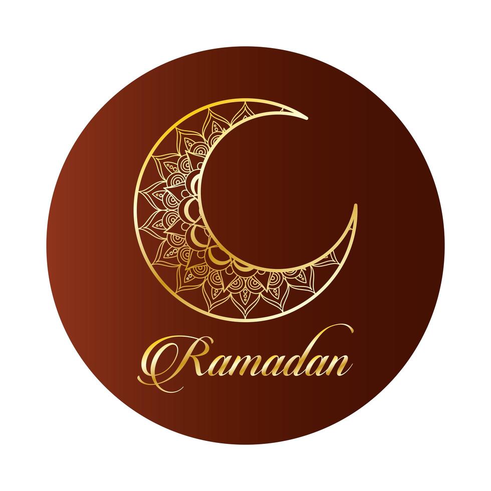 luna dorada ramadan kareem decoración vector
