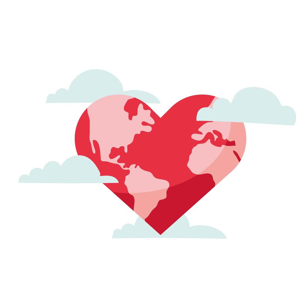 world planet earth with heart shape vector