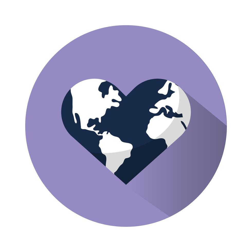 planet earth with heart shape vector