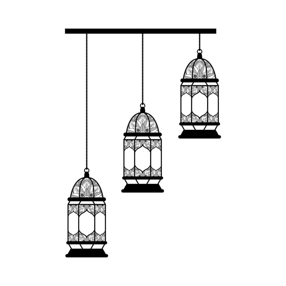 Lamps Hanging Ramadan Kareem Decoration vector