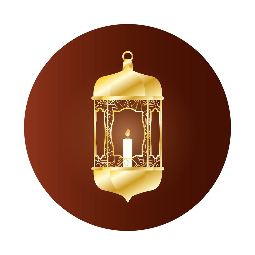 lámpara dorada ramadan kareem decoración vector