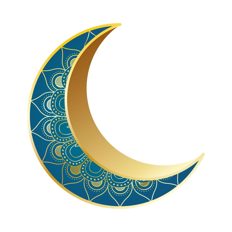 golden moon Ramadan Kareem decoration vector