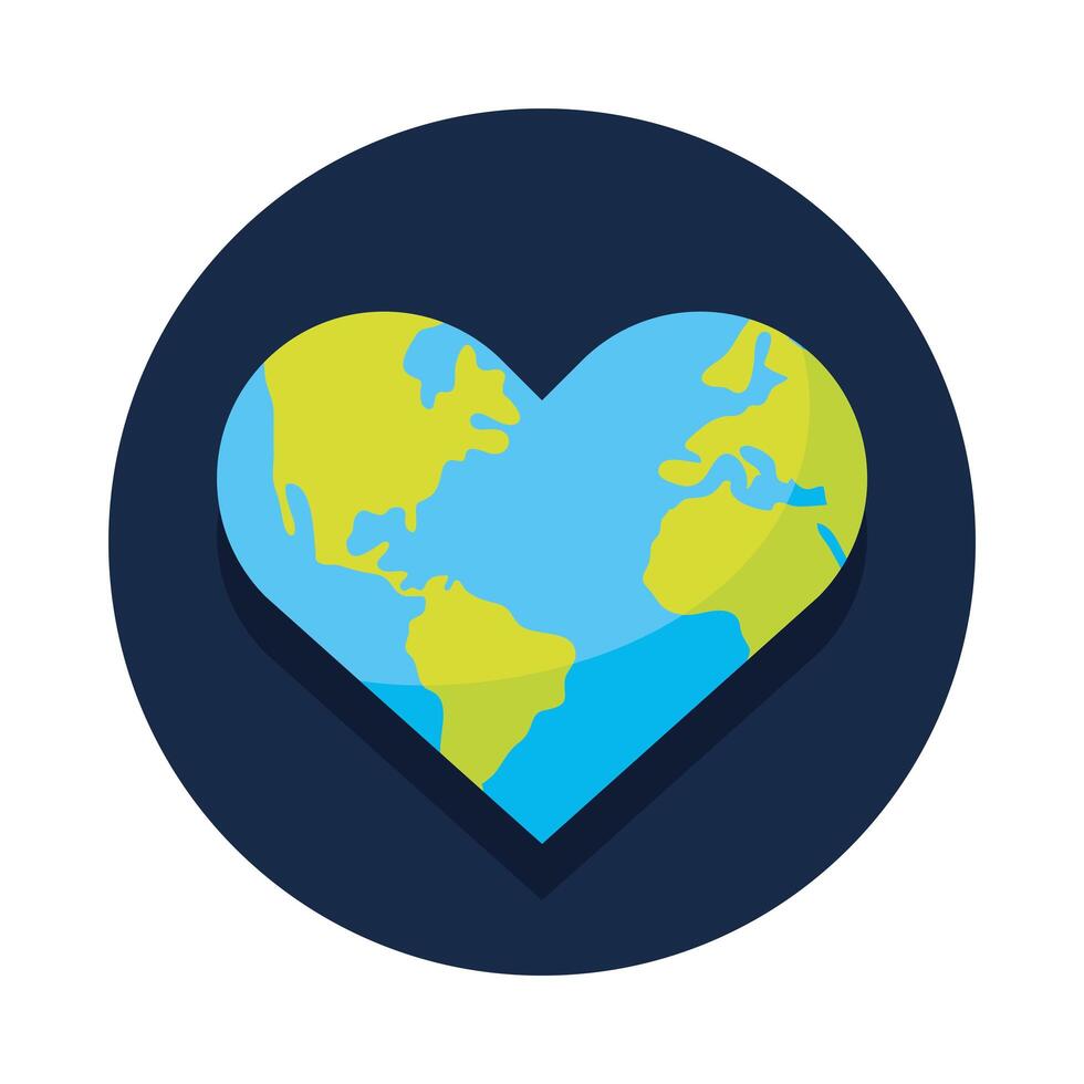 planet earth with heart shape vector