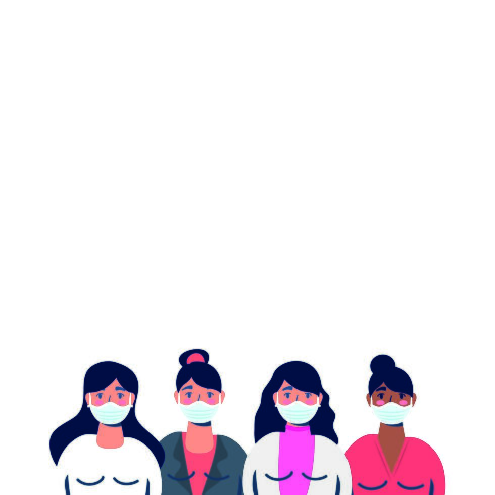 group of women using face masks characters vector