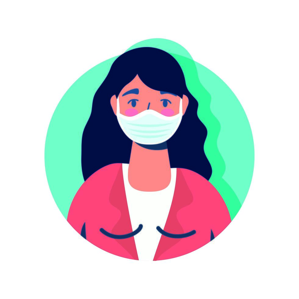 woman using face mask for covid19 vector