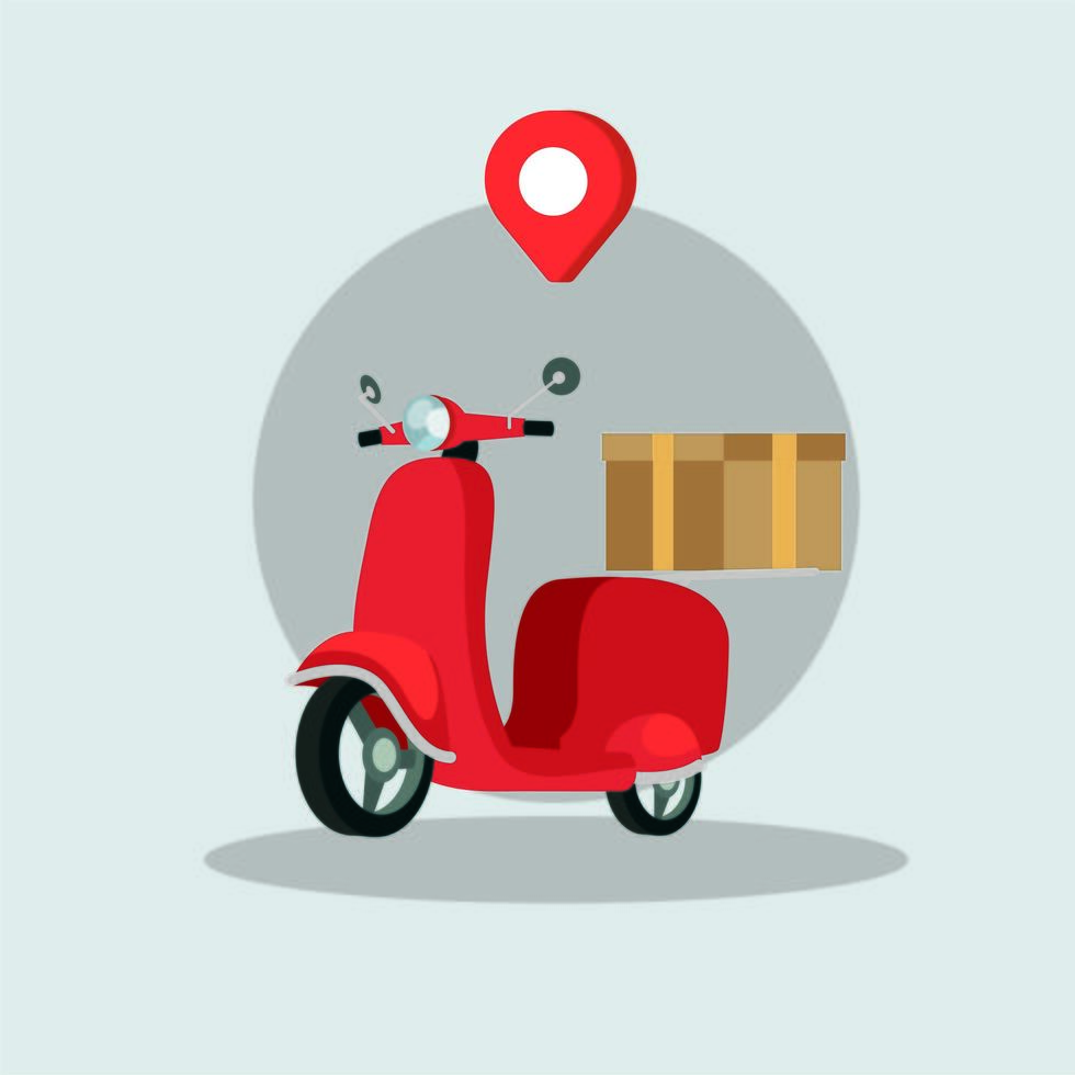 delivery scooter motorcycle isolated icon vector