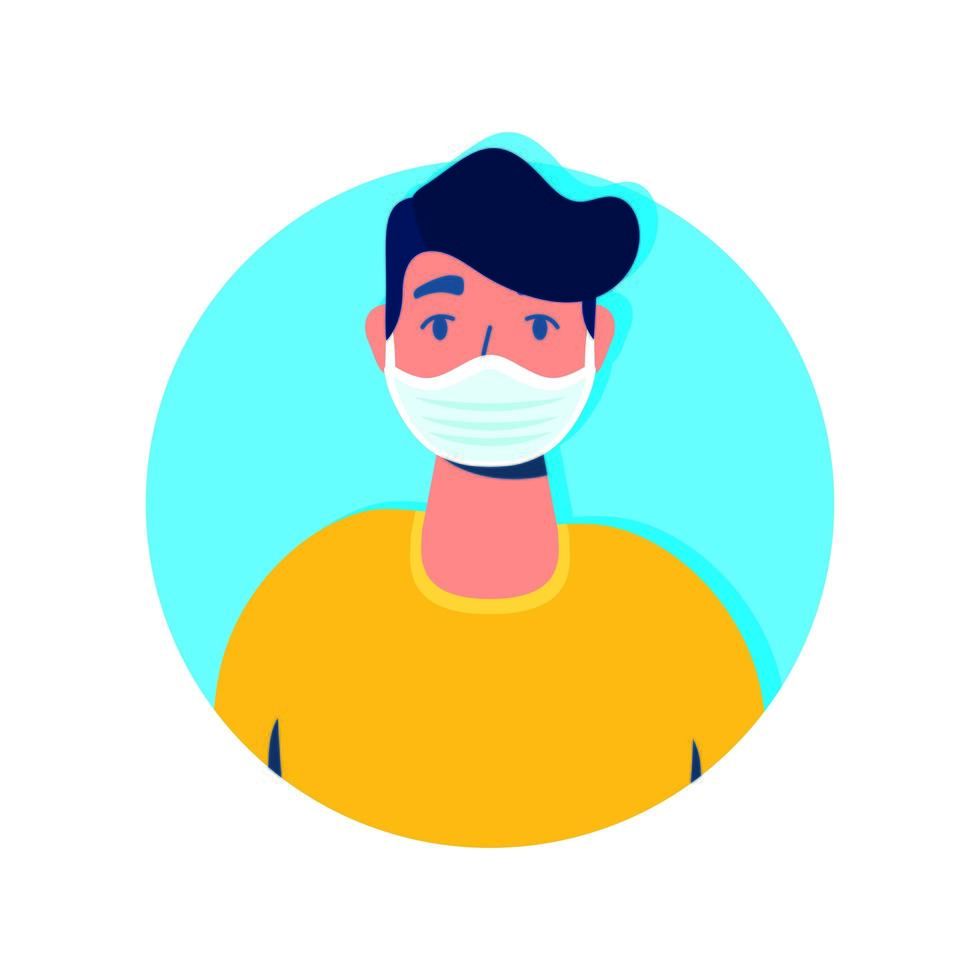 young man using face mask for covid19 vector