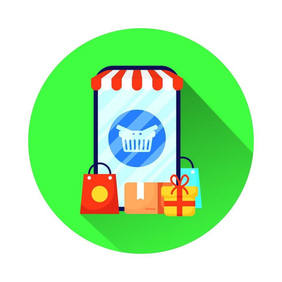 smartphone with shopping basket ecommerce vector