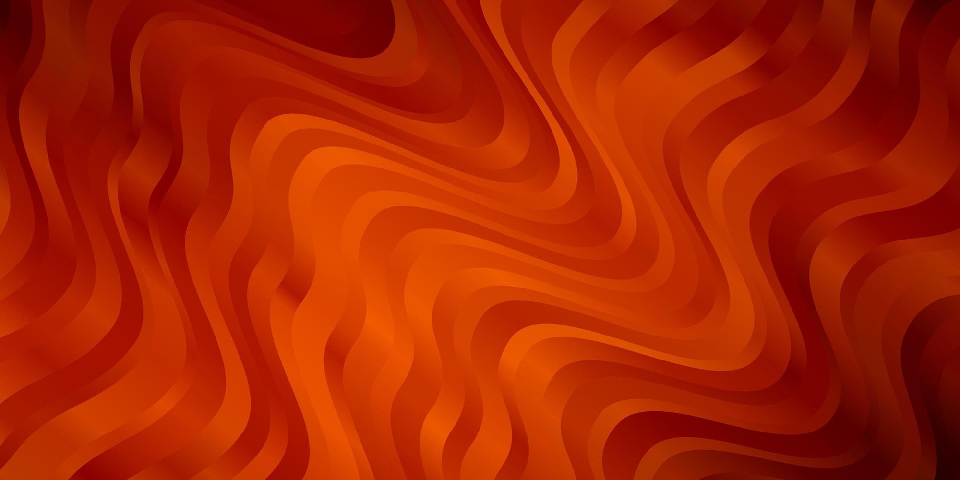 Dark Orange vector background with curved lines.