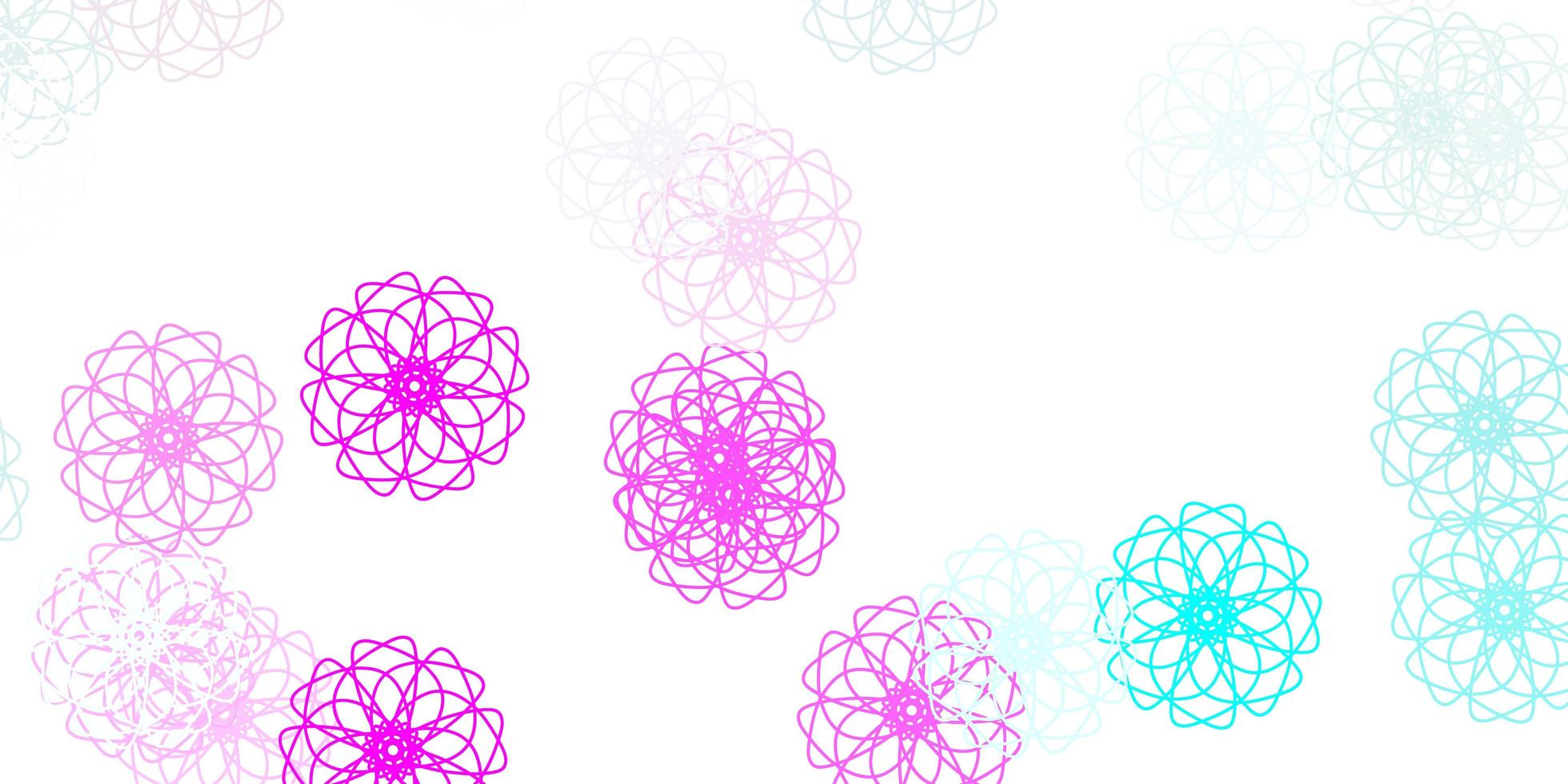 Light pink, blue vector doodle pattern with flowers.