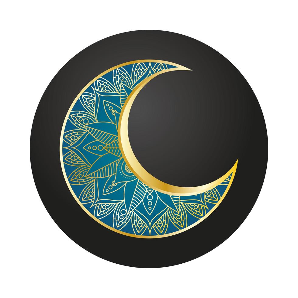 luna dorada ramadan kareem decoración vector