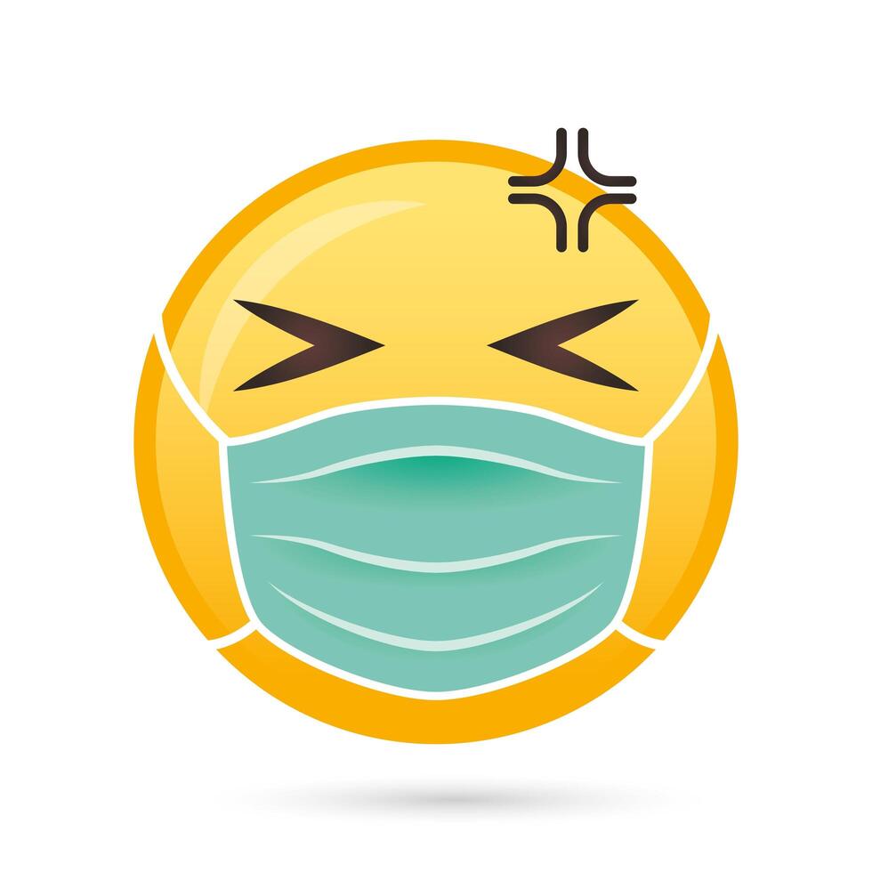 emoji face medical mask funny character vector