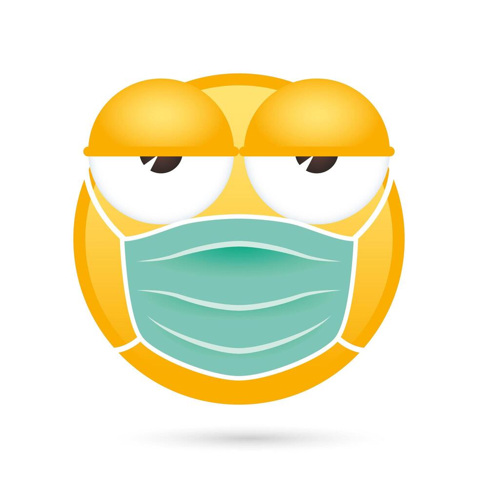 emoji face medical mask funny character vector