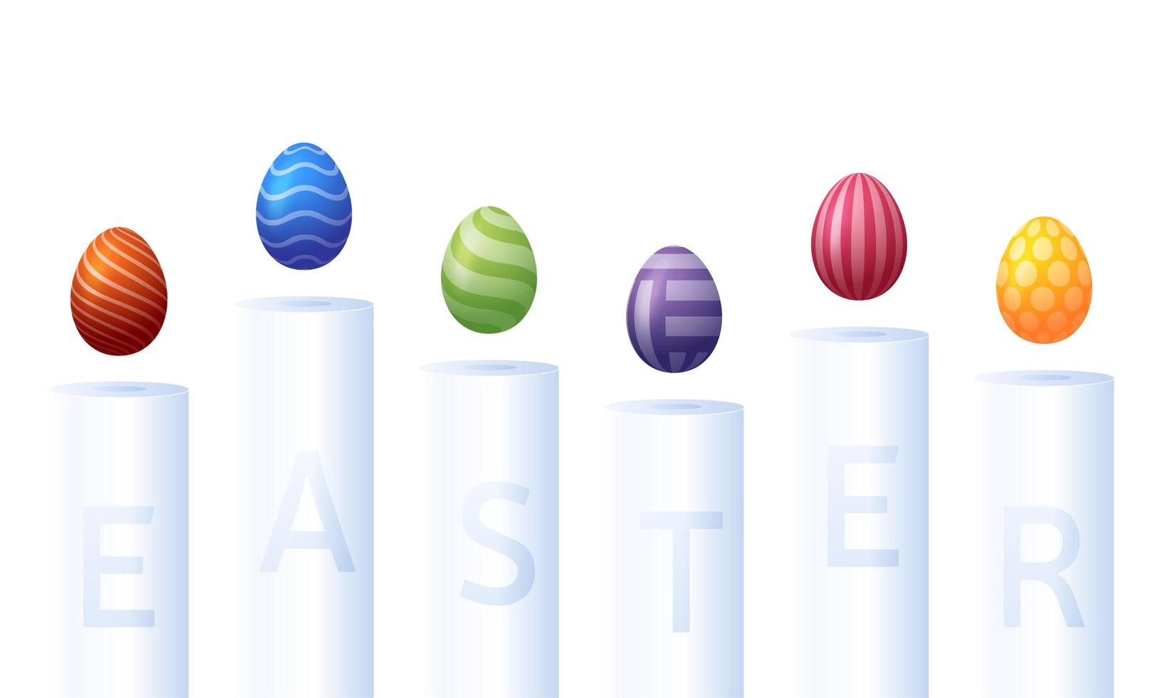 Easter card with candles and colorful eggs vector