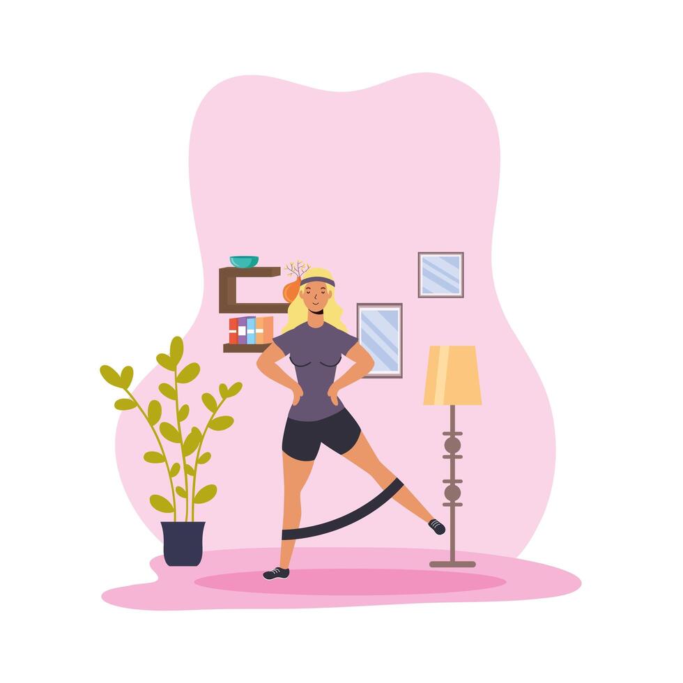 woman practicing exercise sport activity in the house 1839304 Vector ...